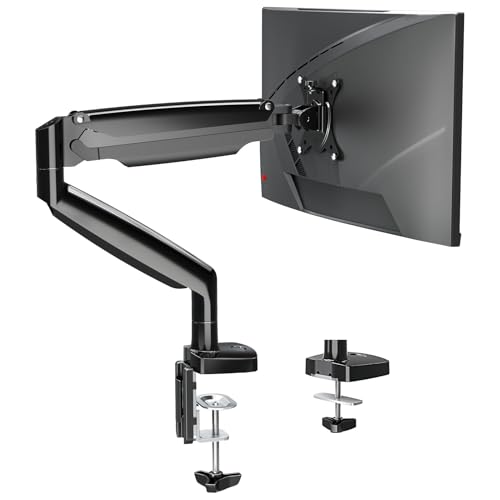 Single Monitor Mount Holds Screen up to 32", Height Adjustable Monitor Arm, Full Motion Computer Monitors Stand with Clamp/Grommet Base, VESA Mounts Fit 4.4-17.6lbs Computer, Black - size: Single Monitor Mount