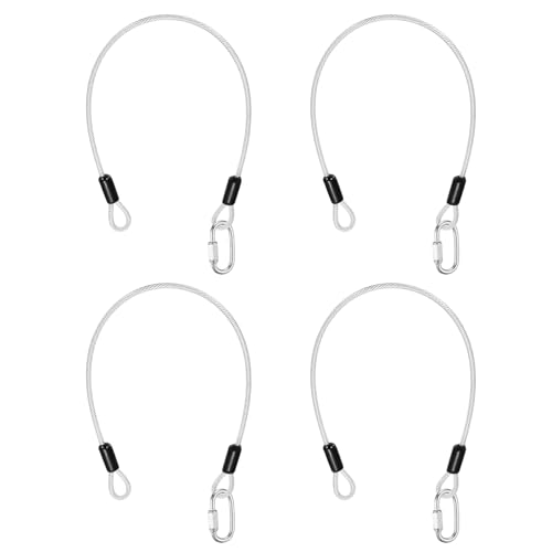 PATIKIL Security Cable Lock (3/16" Dia 1.6ft, Clear)(4 Set) Vinyl Coated 304 Stainless Steel Double Loop Flexible Wire Rope Safety Cable with Quick Links Locking Connectors - color: Clear, size: 1.6ft x 3/16"