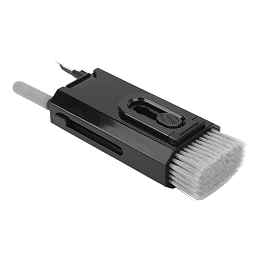 Cuifati 8 in 1 Detachable Keyboard Cleaning Brush with Hook and Loop, Versatile for Phone Laptop Tablet Headset Deep Crevice Cleaning, Builtin Key Puller (Black) - color: Black