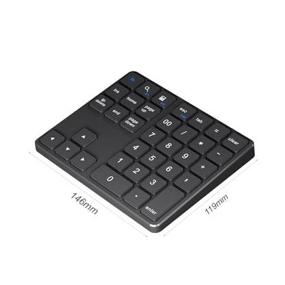 Gugxiom Bluetooth Number Pad, 2.4G Numeric Keypad Numpad, 35 Keys, Rechargeable Financial Accounting Numeric Pad for Laptop Desktop PC (Black)