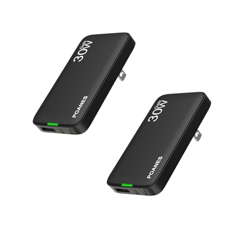 65W GaN USB C Charger, 3-Port Flat USB C Wall Charger with USB A, Fast Charging, Slim, Foldable Plug for MacBook Air, iPad Pro, iPhone 17/16/15 Series, Galaxy (Black-2, 30W) - color: Black-2, size: 30W