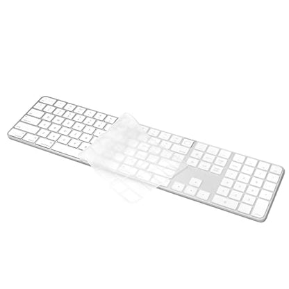 ProElife Ultra Thin Silicone Keyboard Cover Skin for 2022 Mac Studio & 2021 Apple iMac 24'' M1 Chip Magic Keyboard 2 with Numeric Keypad Touch ID A2520 Accessory U.S Enter Soft Protector, Transparent | Clear, Non-interference Design for ID Key, Dust-proof
