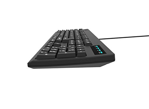 New 104-Key Large Print USB Wired 7ft, Spill-Resistant, Sleek Black, Durable Keyboard for Laptop, Mac, TV, and Computer (Black) - color: Black