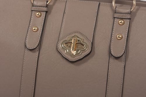 JKM & Company Rolling Laptop Bag for Women | Designer Wheeled Briefcase | Fits 13-17" Laptops | Office Travel Computer Case (Executive Taupe) - color: Taupe