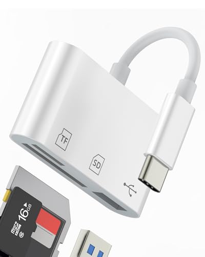 USB C SD Micro SD Card Reader USB OTG Adapter(3 in 1)USB-A Port for Apple for iPhone 16 15 compatible for Samsung Digital Camera TF Memory External Flash Drive for iPad MacBook Laptop Type C Converter
