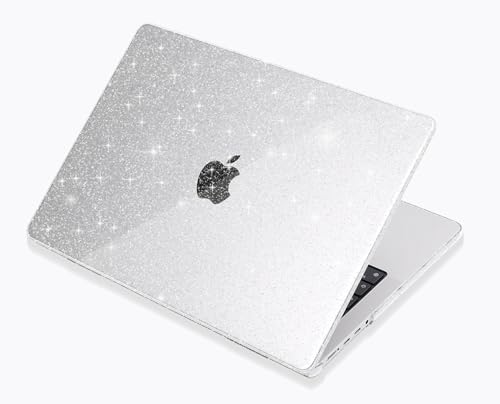 UESWILL for MacBook Pro 14 inch Case M5 M4 M3 M2 M1 A3427 A3426 A3434 A3401 A3185 A3112 A2992 A2918 A2779 A2442 (2021-2026), Glossy Sparkling Hard Shell Cover + Microfiber Cloth, Glitter Clear - color: Glitter Clear, size: MacBook Pro 14" (M1 M2 M3 M4 M5)