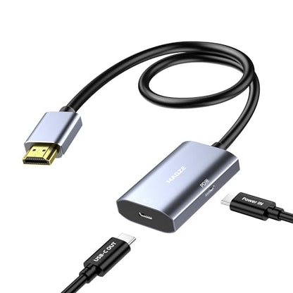 HDMI 2.1 to USB-C Adapter 8K@30Hz,PD 65W,0.5m,for PS5,Xbox,AR Glasses | 8K@30Hz 4K@144Hz, Aluminum Shell, for Xreal, Air Pro, RayNeo, Rokid, Switch, Xbox, PS4/5, Portable Monitors