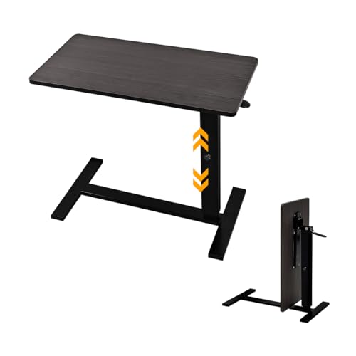lumizone Foldable Overbed Table with Wheels Bedside Desk Espresso | Adjustable Height 27.56"-36.61" Rolling Hospital Bed Table with Casters Medical Tray for Home Use Desk Over the Bed - color: Espresso