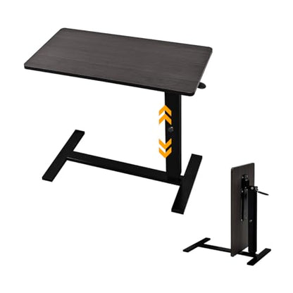 lumizone Foldable Overbed Table with Wheels Bedside Desk Espresso | Adjustable Height 27.56"-36.61" Rolling Hospital Bed Table with Casters Medical Tray for Home Use Desk Over the Bed - color: Espresso