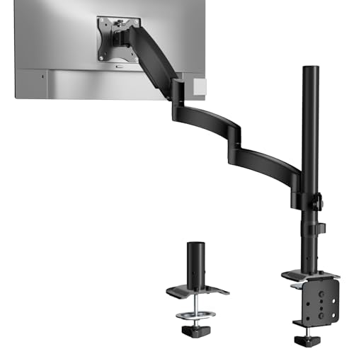 WALI Single Long Monitor Arm - Computer Monitor Arm Desk Mount for 13-32 inch, Hold up to 19.8lbs, Extra Long Adjustable Stand, Full Motion Tall Arm, VESA 75/100mm, (GSDM001L) - color: Black (Single), size: 13" to 32"