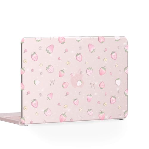 Feams for MacBook Neo 13 Inch Case 2026 A3404, Sparkly Glitter Protective Case Hard Shell Transparent Cover for MacBook Neo 13 Inch 2026 (A18 Pro Chip) with Keyboard Cover, Strawberry - color: Strawberry