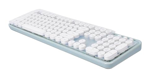 Silicone Keyboard Cover Skin Protector Compatible for MOFII Round Keycaps Retro Full Size Wireless Keyboard with Number Pad (Clear)