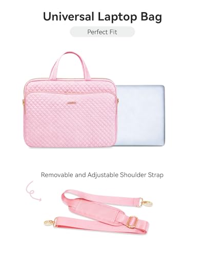 15.6 16 Inch Laptop Bag Case for Women Men Compatible with MacBook Pro M5/HP OmniBook Omen Envy/Dell Pro Inspiron/Lenovo Yoga IdealPad, Messenger Carrying Briefcase Computer Bag Case, Pink - color: Pink, size: 15.6 Inch
