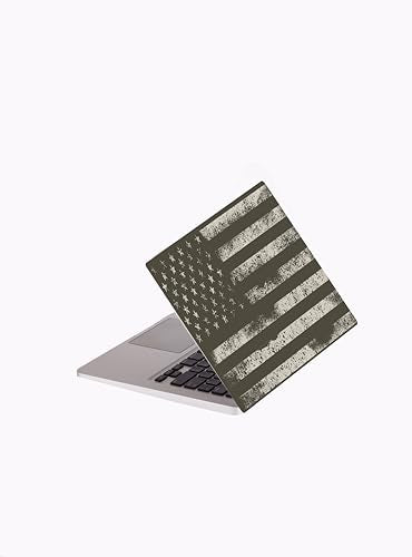 Laptop Skin Sticker Cover Decal-American Flag Rustic-Universal Size - Fits All laptops up to a 16” Diagonal Size | Easy to Apply, Remove and Change Styles (B&W Flag Rustic, 14.5 x 10 Inch)
