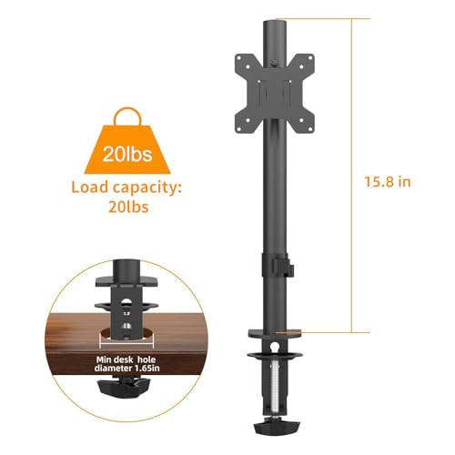 PHOLITEN Monitor Mount for Most 13-32" Computer Screens up to 20lbs,Adjustable Single Desk Monitor Stand with Tilt Swivel Rotation, VESA 75x75mm/100x100mm | Adjustable Single Desk Stand, Tilt Swivel Rotation, VESA 75x75/100x100mm - size: 15.75in, style: 1