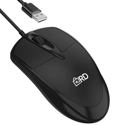 3-Button USB Wired Mouse | High-Precision Optical Tracking | Durable for Desktop & Laptop | Black