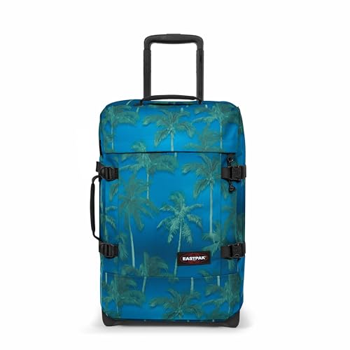 EASTPAK Tranverz S – 42L Small Soft Sided Cabin Sized Luggage, Dual Compartments, TSA Lock, Compression Straps & Smooth Inline Wheels, Brize Tree Navy - color: Brize Tree Navy, size: 42 Liter Carry On