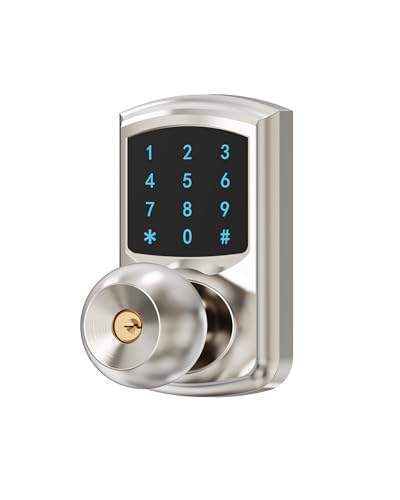 HIDALIFE Keyless Entry Door Lock with Code, Keypad Door Lock with Handle, Touchscreen Door Knob with Keypad, Electronic Door Lock, Auto-Lock, Satin Nickel, HL-668K 1pack - size: HL-668K Satin Nickel 1pack