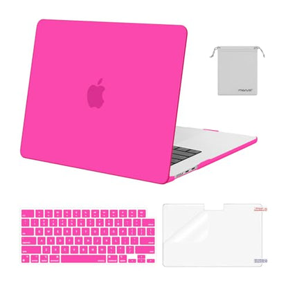 MOSISO Compatible with MacBook Air 15 inch Case M5 2026 M4 M3 M2 2025-2023 | A3448 A3241 A3114 A2941, Scratch-Resistant Protective Hard Shell Case&Keyboard Cover&ScreenFilm&Pouch, Bright Rose - color: Bright Rose