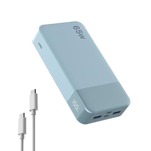 NOBIS Portable Charger, 20000mAh 65W Power Bank with 4 Output Ports, PD QC Fast Charging Travel Essential External Battery Pack for Laptop, MacBook, Phone, Pad (Blue) - color: Blue