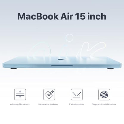 Macaset for MacBook Air 15 inch Case M5 M4-M2 2026 2025-2023 Laptop Cover | 100% Match Official Color | Closes Seamlessly | Hard Shell Laptop Cover | A3448 A3241 A3114 A2941 - color: Sky Blue Clear