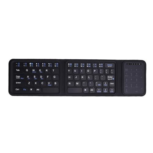 Zopsc Wireless Bluetooth Keyboard, Ultra Slim Foldable Keyboard with Touchpad, USB-C Rechargeable Keyboard, Numeric Keypad Keyboard for Travel Office
