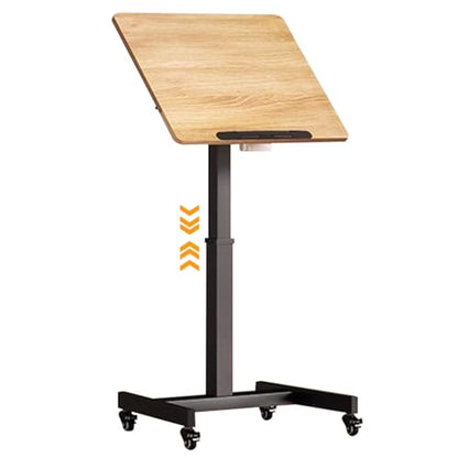 Height Adjustment Standing Desk, School Stand Up Desk with Wheels, Office Flippable Moved Laptop Table, Anti-Fall Fence Design Side Table(Black) - color: Black