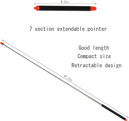 Telescopic Teacher Pointer Telescoping Pointer Stick for Classroom Presentation Pointer Teacher Pointer Stick (Orange Black, Extendable 47 Inch)