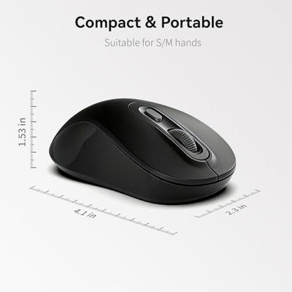 Wireless Mouse, 2026 New Model, Silent Click Ergonomic Design, Portable, 4 Buttons, Adjustable DPI (800/1200/1600), for Laptop/PC/Office (Black) - color: black