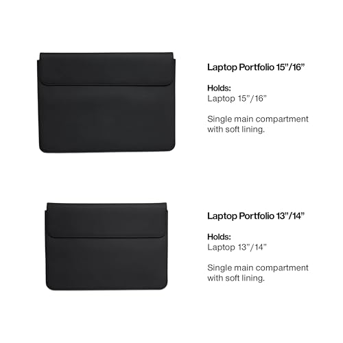 RAINS Laptop Portfolio 13-14" in – Waterproof Sleeve Case for Men and Women | Waterproof PU laptop sleeve for men and women; fits 13-14 in laptop, soft lining, flap closure, slim protective tech case - size: 13-14 Inches