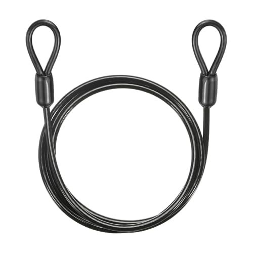 PATIKIL Security Cable Lock (3/16" Dia 3.9ft 132lb Load Capacity, Black) Vinyl Coated Stainless Steel Double Loops Flexible Wire Rope Safety Cable Luggage Lock Suit for - Outdoor - color: Black, size: 3.9 ft x 3/16", 132lb load