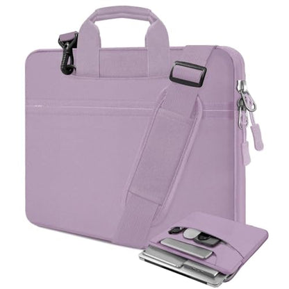 Laptop Case 15.6 inch Shoulder Bag, Durable Shockproof Protective Computer Carrying Briefcase with Multi-Pockets and Strap Compatible with Most 15.6 inch Notebooks,Light purple - color: Light Purple, size: 15.6"