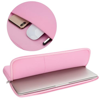 RAINYEAR 11-11.6 Inch Laptop Sleeve Case with Front Pocket & Accessories Pouch, Protective Soft Cover Compatible with MacBook Neo A18 11.6" MacBook Air 11" Notebook Tablet Ultrabook Chromebook (Pink) - color: Pink, size: 11"-11.6"
