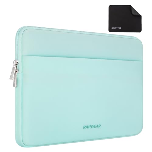 RAINYEAR Laptop Sleeve Case 13.3 Inch, Portable Bag with Pocket, Mint Green | Protective Soft Portable Laptop Case Cover Carrying Bag for 13.3-14 Inch Laptop PC, 14 Inch MacBook Pro/Max M5 M4 M3 M2 M1 - color: Mint Green, size: 13.3-14 inch