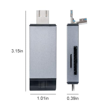 4-in-1 Memory Card Reader,USB A and USB-C to SD Micro SD MS CF Card Reader Adapter, 4 Cards Simultaneously Read and Write, Compatible with iPhone/Ipad/MacBook/PC/Laptop/Tablet