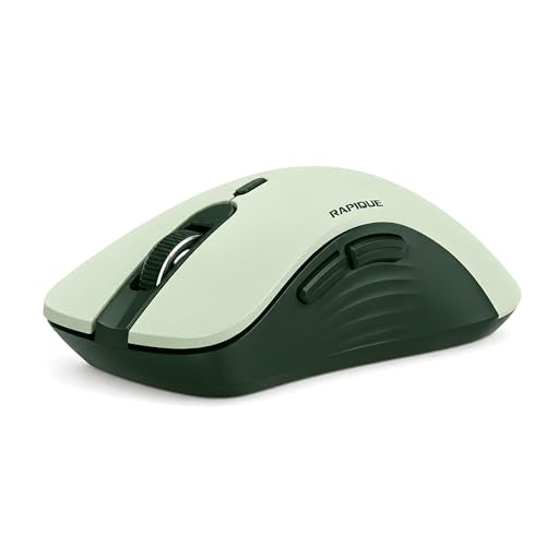 RAPIQUE Bluetooth Wireless Mouse, Dual Bluetooth & 2.4GHz, Avocado Green | Quiet Clicks, Right-Hand Ergonomic 6 Button, Adjustable DPI, 3-Device Switching, USB Receiver for Laptop, PC, Mac, Tablet - color: Avocado Green