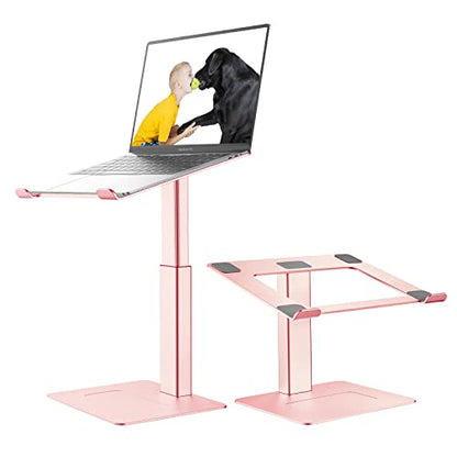 Laptop Stand for Desk, Ergonomic Aluminum Laptop Stand Adjustable Height from 7-15", Sitting and Standing Laptop Riser for 10-17" Notebook - color: Gold Rose