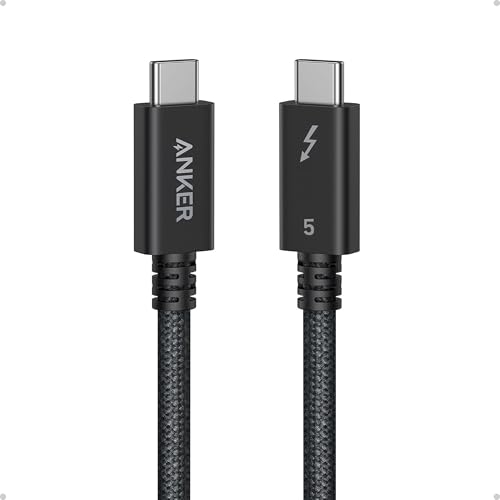 Anker Prime Thunderbolt 5 Cable, 1.7ft USB-C to USB-C Cable, 240W Charging | 80Gbps Data Transfer, Up to 120Gbps Bandwidth, 8K/4K Displays, for iPhone 16, MacBook and More (Thunderbolt 5-Certified) - size: 1.7FT