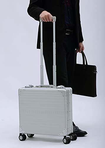 Aleon All Aluminum Lightweight 17" Rolling Laptop Catalog Case, Vertical Opening with TSA Locks & Aircraft-Grade Aluminum Frame - color: Platinum