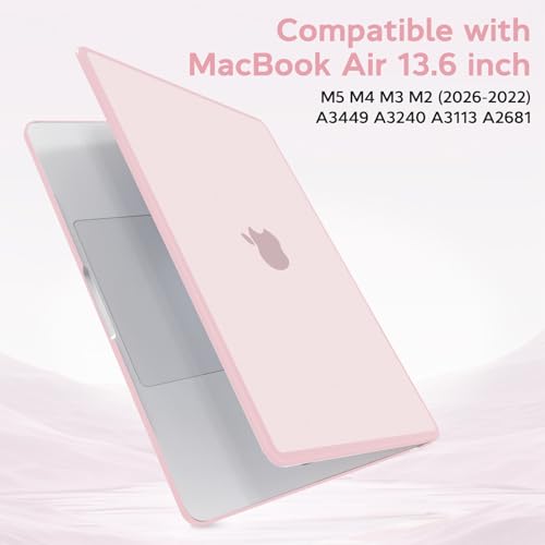 B BELK Compatible with MacBook Air 13 inch Case 2026 2025-2022 M5 M4 M3 M2 | Model A3449 A3240 A3113 A2681, Anti-Cracking Soft TPU Bumper for MacBook Air 13.6 inch Case with Keyboard Cover, Baby Pink - color: Baby Pink