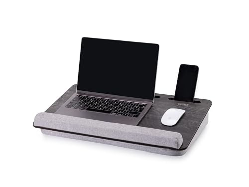 Vigo Wood Portable Laptop Desk – Lapdesk with Cushion, Laptop Stand for Bed, Lap Desk for Laptop and Lap Desk for Bed, Portable Desk for Lap top, Notebook Bed Tray (Black & Gray) - color: Cambridge & Brown