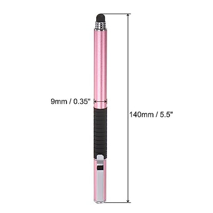 MECCANIXITY 2 in 1 Stylus Pens for Touch Screens Universal Capacitive Stylus Pen with 4 Fiber & 2 Disc Tip for Tablets Cell Phones Laptops, Pink