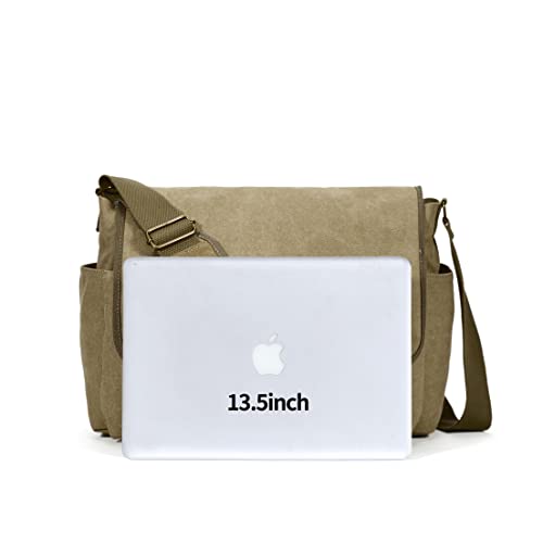 Sechunk Canvas Large Messenger Bag Shoulder bag Cross body bag Crossbody Bag - color: Army Green, size: Large