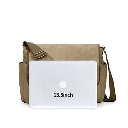Sechunk Canvas Large Messenger Bag Shoulder bag Cross body bag Crossbody Bag - color: Army Green, size: Large
