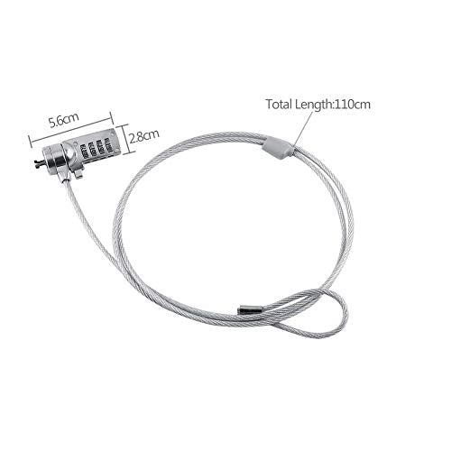 Laptop Lock Cable Chain, Theft Deterrent 4 Digit Password for Notebook PC, for Notebooks/Desktops with Built in Standard Security Locking Slot Hole