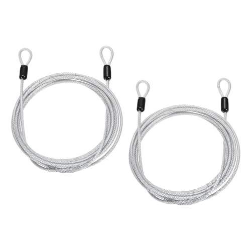 PATIKIL Security Cable Lock (1/8" Dia 8.2ft 110lb Load Capacity, Clear)(2 Pcs) Vinyl Coated Stainless Steel Flexible Wire Rope Safety Cable Luggage Lock with Double Loops - color: Clear, size: 1/8" x 8.2 ft, 110lb Load