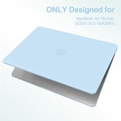G JGOO Compatible with MacBook Air 15 inch Case 2026 2025 2024 2023 M5 A3448 M4 A3241 M3 A3114 M2 A2941, Plastic Hard Shell for 15 inch MacBook Air Case+Keyboard Cover+Screen Protector, Air Blue - color: Air Blue