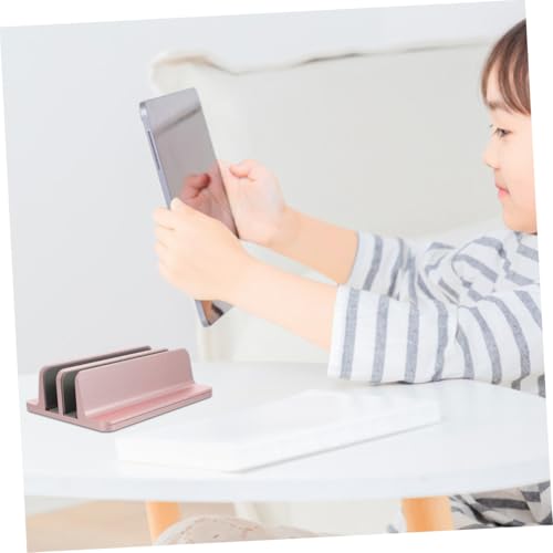 SHINEOFI Laptop Stand with Dual Slots Durable Vertical Holder for Desk Home Office Stable Tablet Base Compatible with MacBook and Notebooks