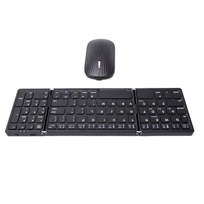 Foldable Keyboard and Mouse Combo, BT5.1 Full Size with Number Pad, 81 Keys, USB C Rechargeable, Scissor Switch, for Smartphone Laptop Tablet