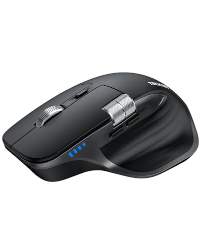 TECKNET Wireless Mouse, Bluetooth Mouse (BT5.3/5.0 & 2.4G) Rechargeable Ergonomic Optical Mouse with 6 Adjustable DPI, Side Scroll, Quiet Clicks, USB A Receiver, 7 Buttons, Wide Compatibility - Black - color: Black